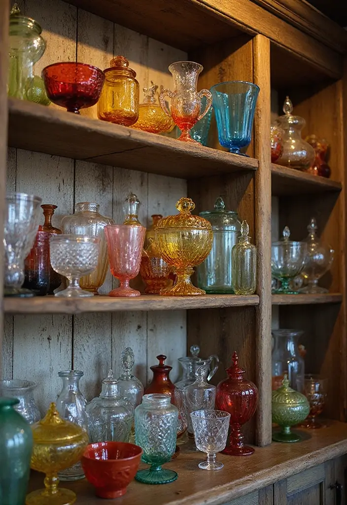 29 Cozy Home Bar Ideas With Rustic Decor Vibes 4 29 Cozy Home Bar Ideas With Rustic Decor Vibes - 2. Vintage Glassware Display