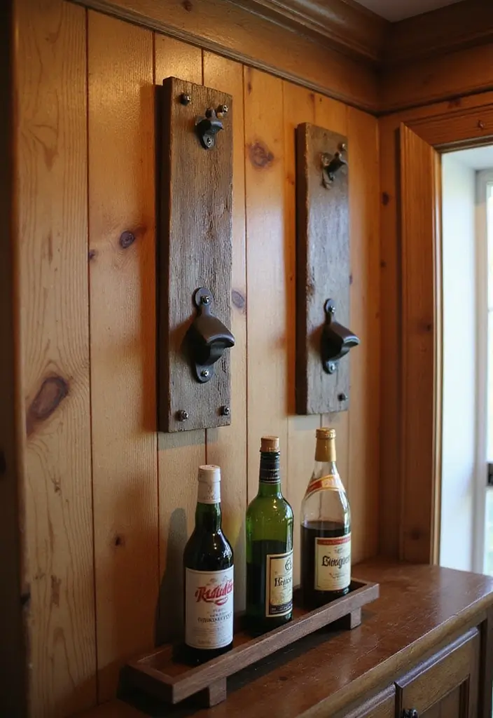 29 Cozy Home Bar Ideas With Rustic Decor Vibes 69 29 Cozy Home Bar Ideas With Rustic Decor Vibes - 25. Wall-Mounted Bottle Openers