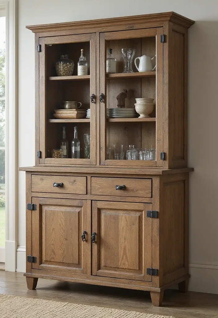 29 Cozy Home Bar Ideas With Rustic Decor Vibes 5 29 Cozy Home Bar Ideas With Rustic Decor Vibes - 3. Farmhouse-Style Bar Cabinet