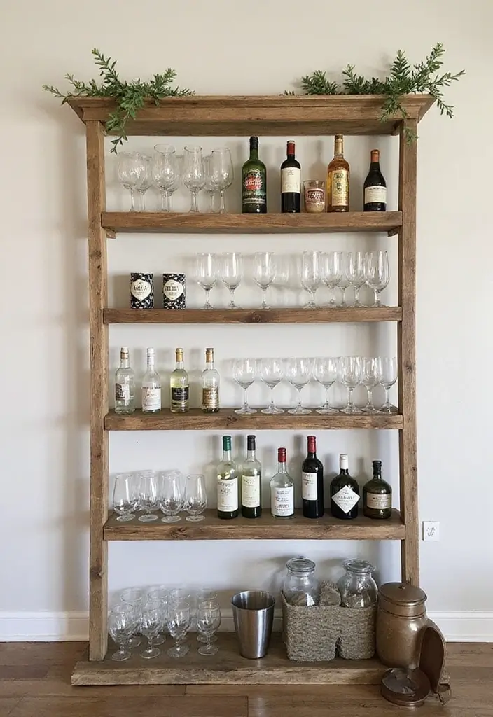 29 Cozy Home Bar Ideas With Rustic Decor Vibes 19 29 Cozy Home Bar Ideas With Rustic Decor Vibes - 9. DIY Open Shelving