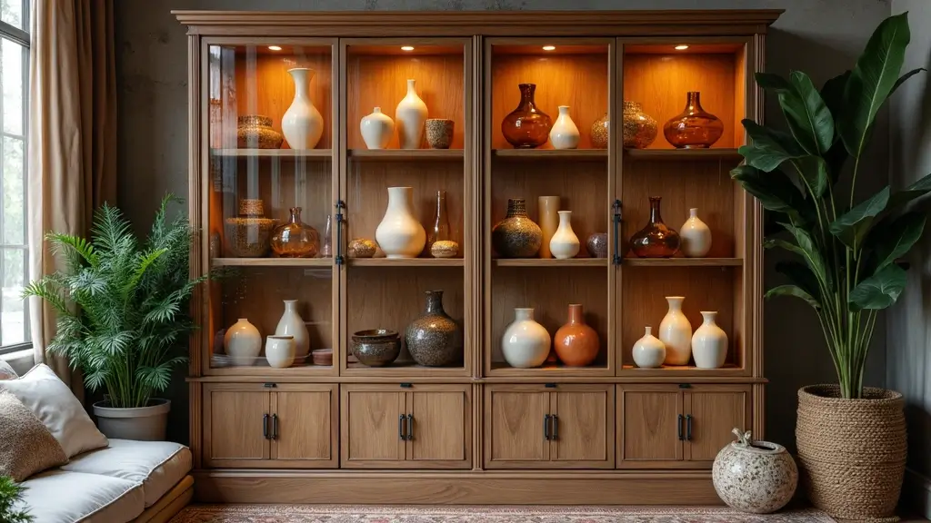 29 Glass Cabinet Styling Ideas With Decorative Vases