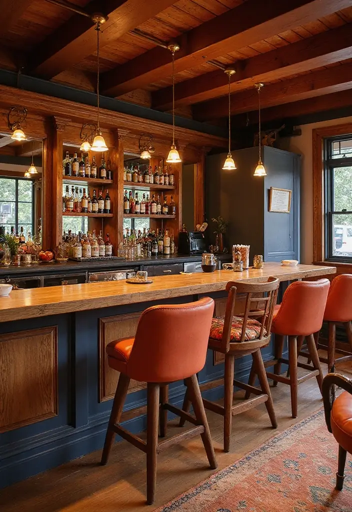 29 Luxury Home Bar Designs With Timeless Wooden Decor 37 29 Luxury Home Bar Designs With Timeless Wooden Decor - 15. Color Pop