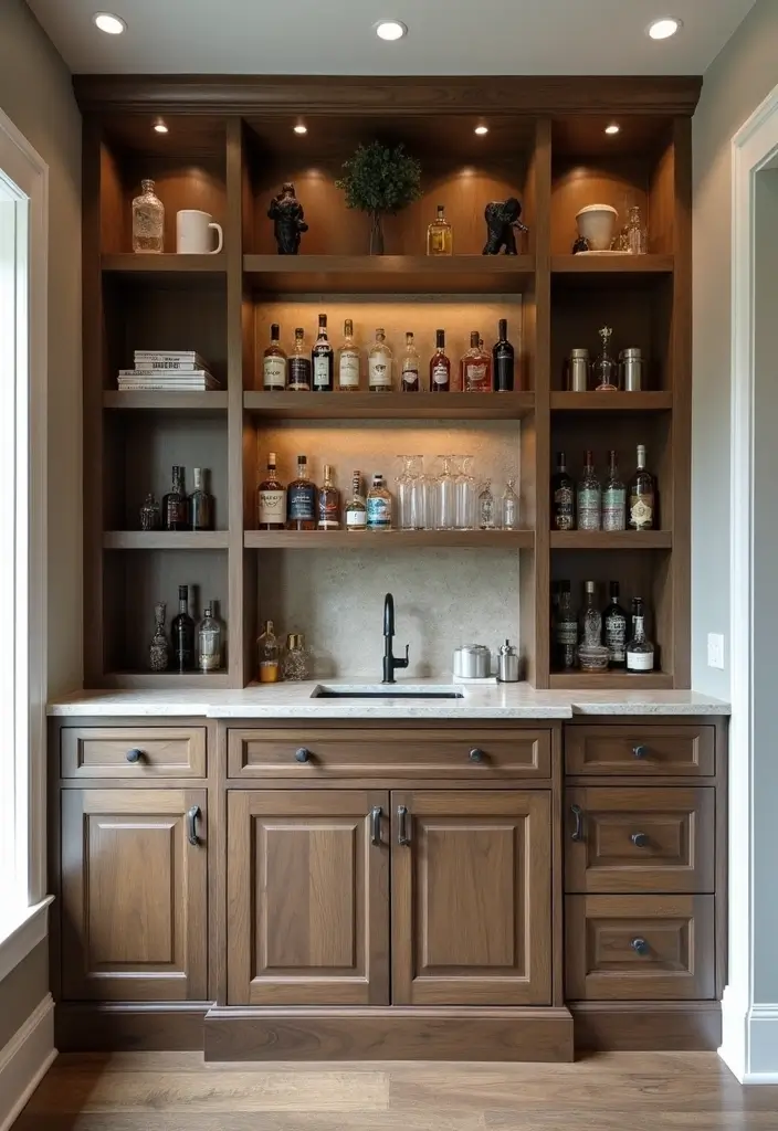 29 Luxury Home Bar Designs With Timeless Wooden Decor 38 29 Luxury Home Bar Designs With Timeless Wooden Decor - 16. Custom Built-Ins