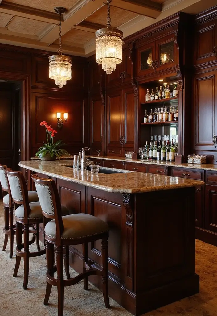 29 Luxury Home Bar Designs With Timeless Wooden Decor 5 29 Luxury Home Bar Designs With Timeless Wooden Decor - 5. Classic Elegance