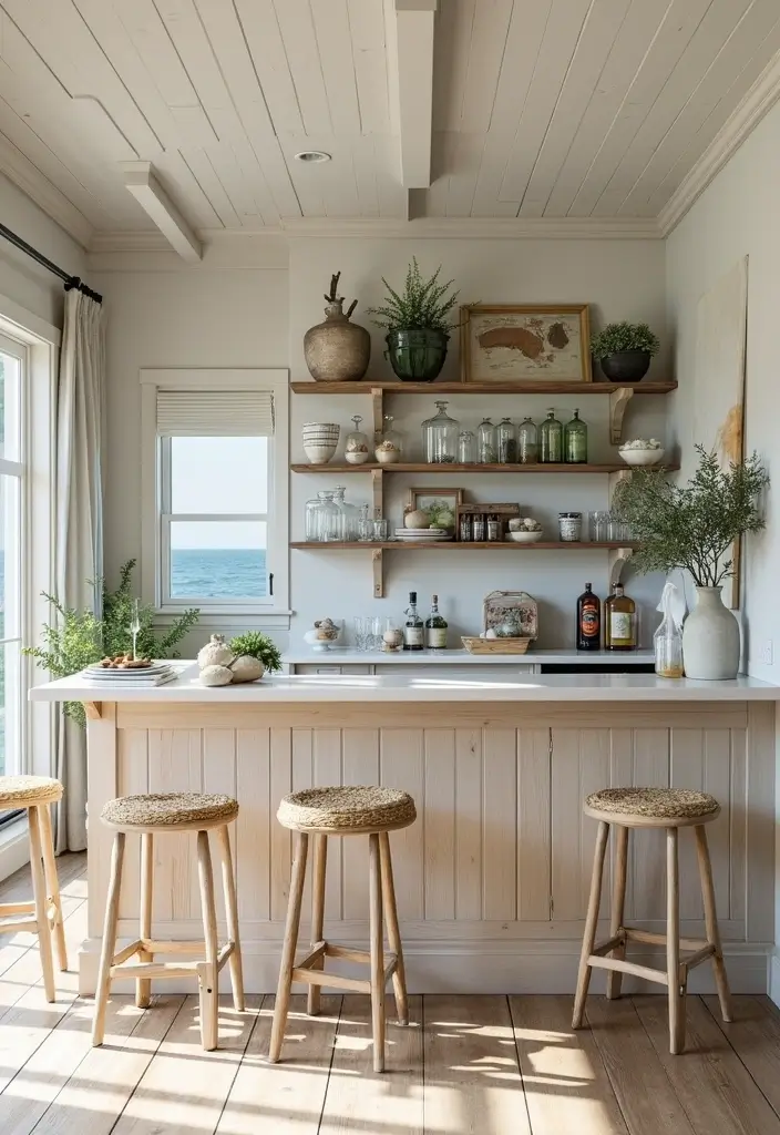 29 Luxury Home Bar Designs With Timeless Wooden Decor 17 29 Luxury Home Bar Designs With Timeless Wooden Decor - 9. Coastal Retreat