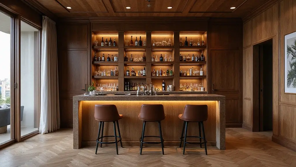 29 Luxury Home Bar Designs With Timeless Wooden Decor