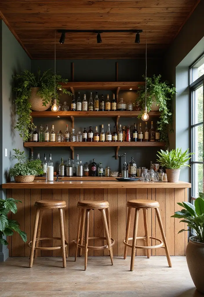 29 Modern Home Bar Decor Ideas With Sleek Finishes 28 29 Modern Home Bar Decor Ideas With Sleek Finishes - 10. Natural Elements
