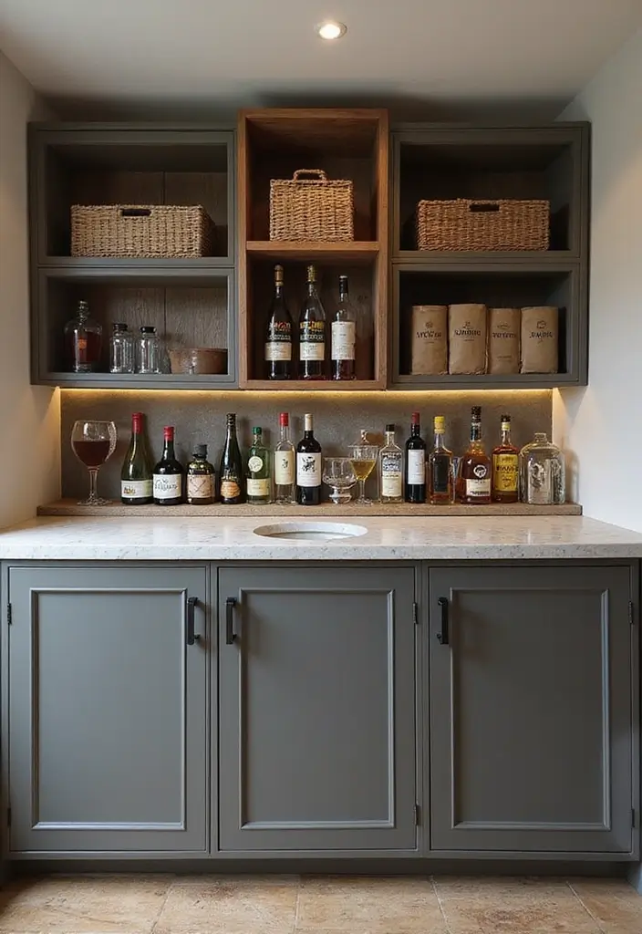 29 Modern Home Bar Decor Ideas With Sleek Finishes 36 29 Modern Home Bar Decor Ideas With Sleek Finishes - 16. Smart Storage Solutions