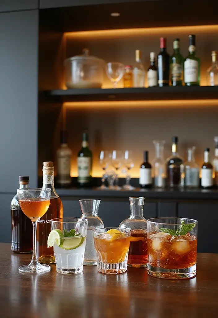 29 Modern Home Bar Decor Ideas With Sleek Finishes 73 29 Modern Home Bar Decor Ideas With Sleek Finishes - 29. Celebrate with Unique Drinkware