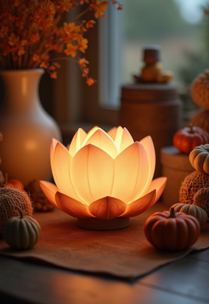 29 Zen Lotus Lamp Decor Ideas For Peaceful Corners 23 29 Zen Lotus Lamp Decor Ideas For Peaceful Corners - 17. Lotus Lamps as Part of Seasonal Decor