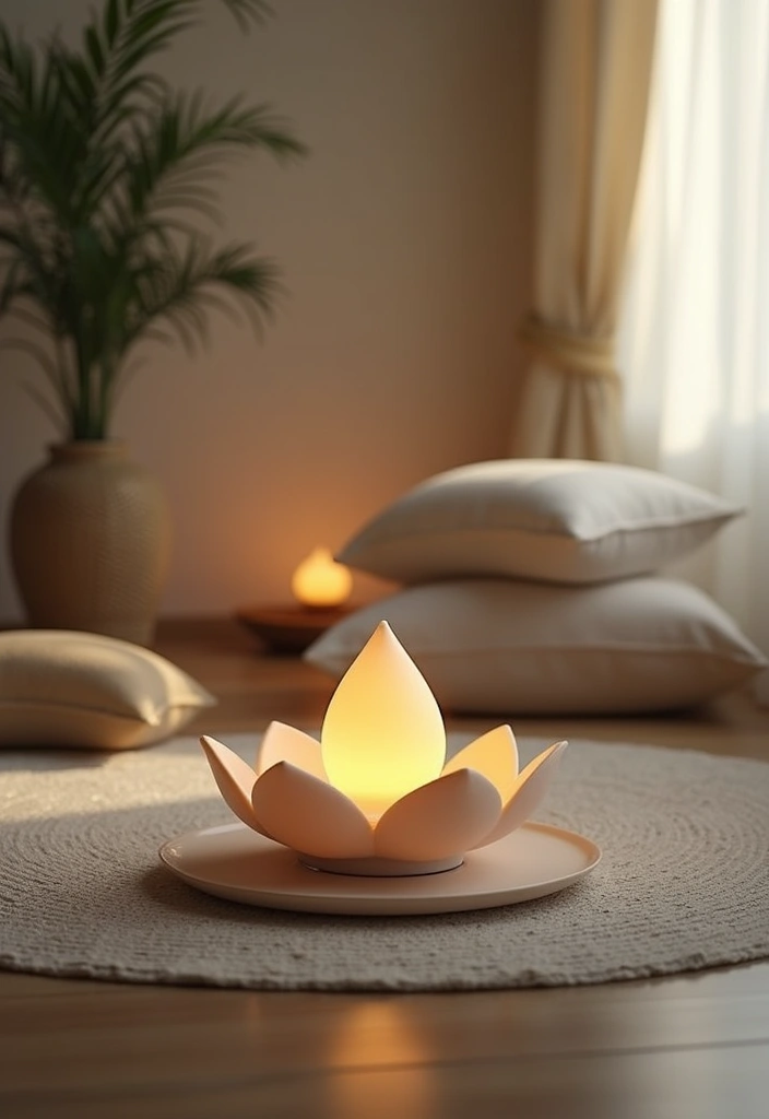29 Zen Lotus Lamp Decor Ideas For Peaceful Corners 24 29 Zen Lotus Lamp Decor Ideas For Peaceful Corners - 18. Lotus Lamps in Meditation Spaces