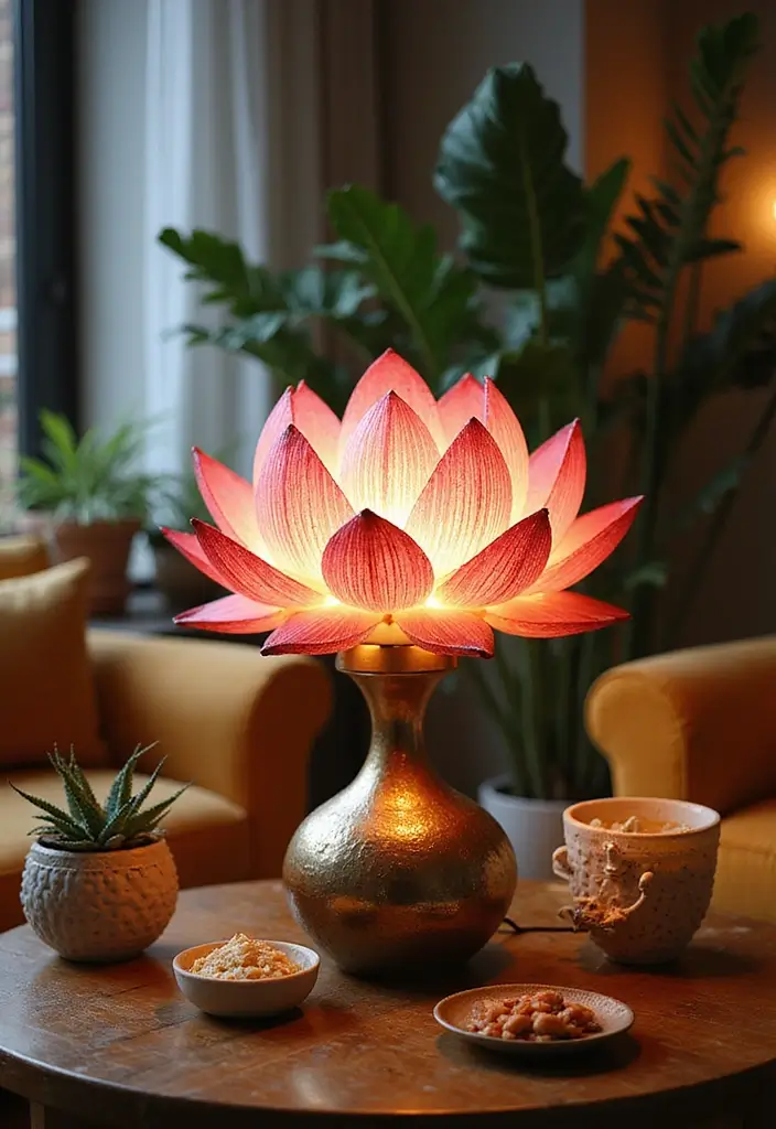 29 Zen Lotus Lamp Decor Ideas For Peaceful Corners 26 29 Zen Lotus Lamp Decor Ideas For Peaceful Corners - 20. Lotus Lamps with Unique Textures