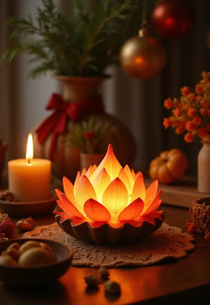 29 Zen Lotus Lamp Decor Ideas For Peaceful Corners 37 29 Zen Lotus Lamp Decor Ideas For Peaceful Corners - 23. Lotus Lamps as Part of Holiday Decor