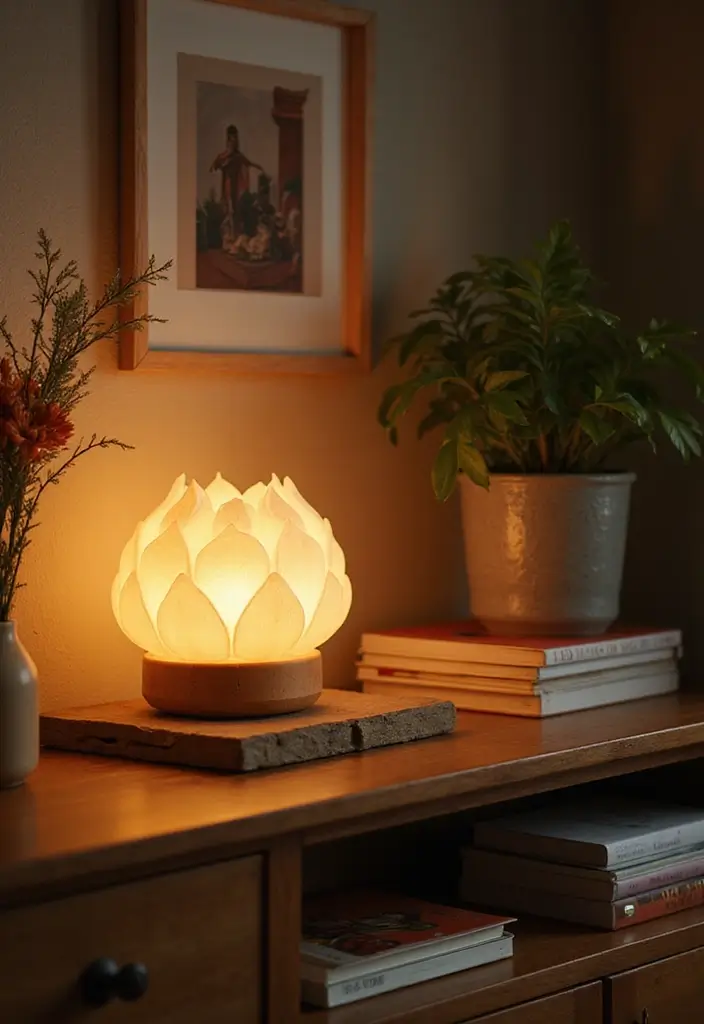 29 Zen Lotus Lamp Decor Ideas For Peaceful Corners 49 29 Zen Lotus Lamp Decor Ideas For Peaceful Corners - 29. Lotus Lamps as Part of Personalized Decor