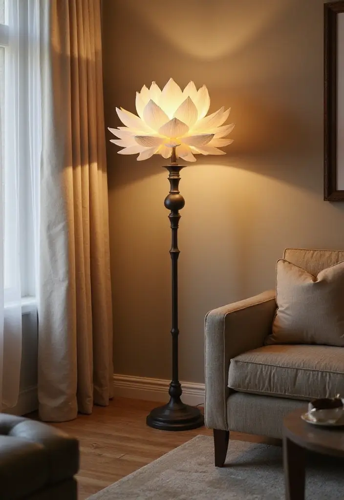 29 Zen Lotus Lamp Decor Ideas For Peaceful Corners 3 29 Zen Lotus Lamp Decor Ideas For Peaceful Corners - 3. Floor Lamps with Lotus Touch