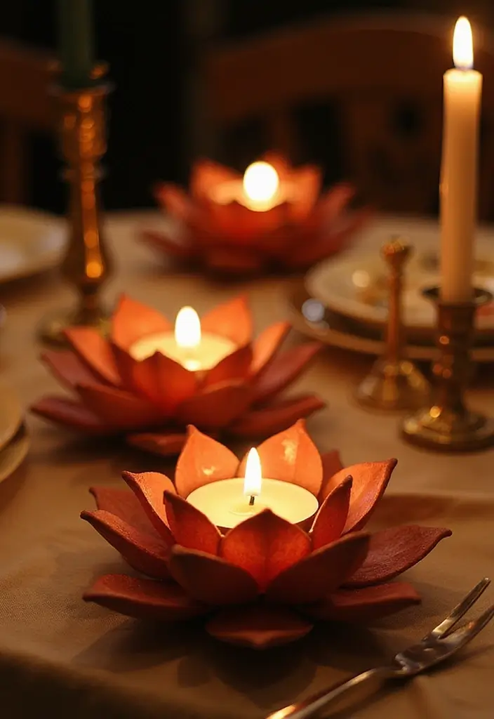 29 Zen Lotus Lamp Decor Ideas For Peaceful Corners 4 29 Zen Lotus Lamp Decor Ideas For Peaceful Corners - 4. Lotus Candle Holders for a Romantic Glow