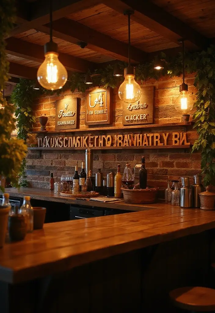 30+ Cozy Home Bar Designs With Warm Wooden Decor 58 30+ Cozy Home Bar Designs With Warm Wooden Decor - 19. Custom Bar Signage