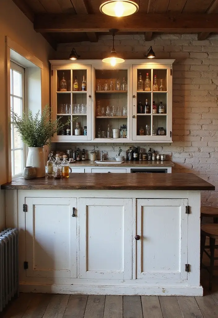 30+ Cozy Home Bar Designs With Warm Wooden Decor 8 30+ Cozy Home Bar Designs With Warm Wooden Decor - 2. Rustic Farmhouse Bar Design