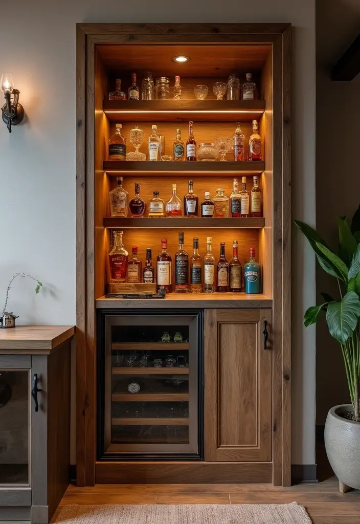 30+ Cozy Home Bar Designs With Warm Wooden Decor 67 30+ Cozy Home Bar Designs With Warm Wooden Decor - 22. Hidden Bar Cabinets