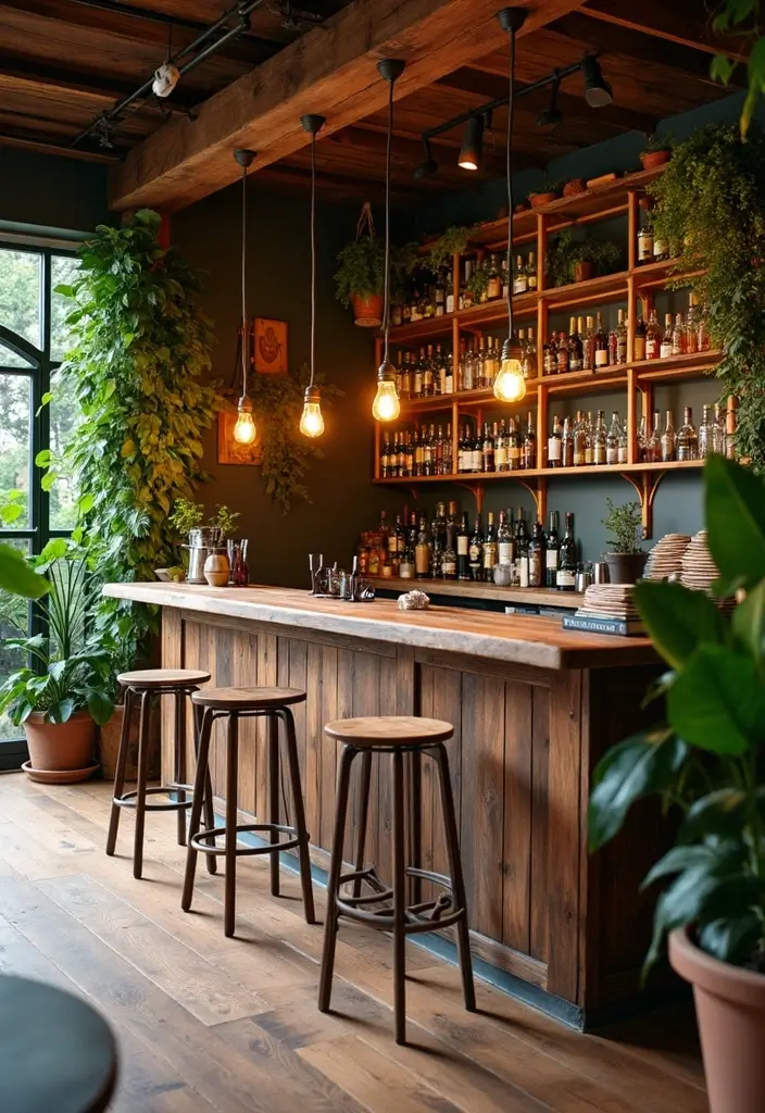 30+ Cozy Home Bar Designs With Warm Wooden Decor 100 30+ Cozy Home Bar Designs With Warm Wooden Decor - 29. Eco-Friendly Bar Design