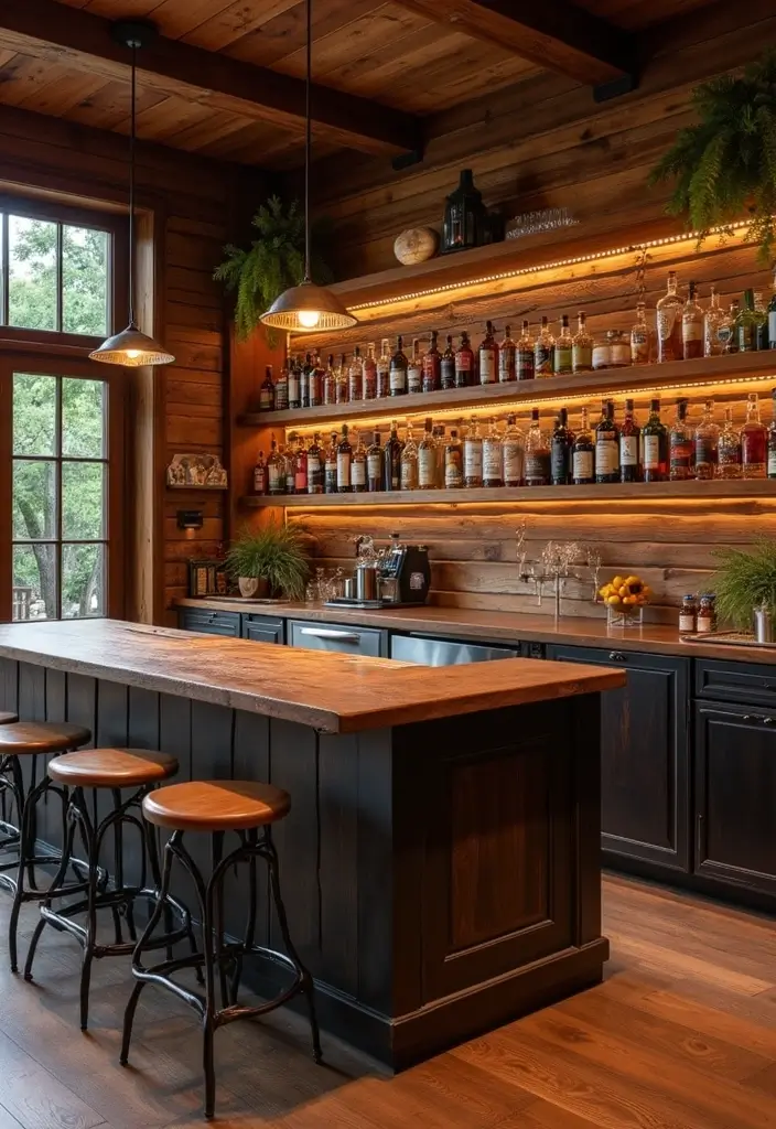 30+ Cozy Home Bar Designs With Warm Wooden Decor 107 30+ Cozy Home Bar Designs With Warm Wooden Decor - 30. Bar with Interactive Elements