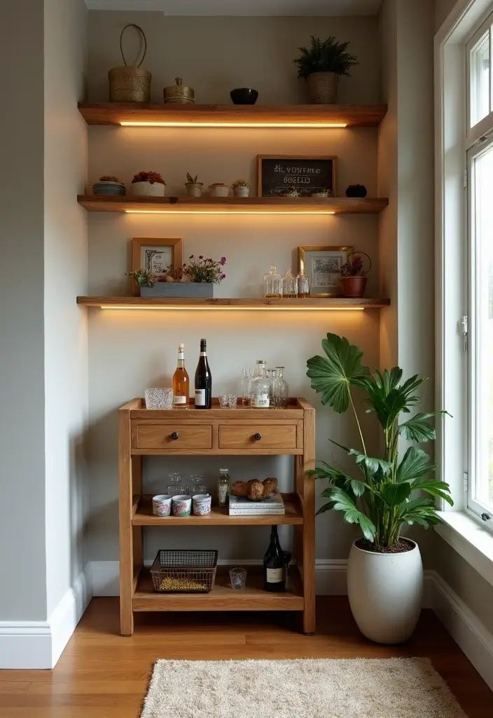 30+ Cozy Home Bar Designs With Warm Wooden Decor 23 30+ Cozy Home Bar Designs With Warm Wooden Decor - 4. Cozy Corner Bar Nook