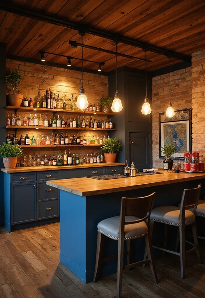 30+ Cozy Home Bar Designs With Warm Wooden Decor 24 30+ Cozy Home Bar Designs With Warm Wooden Decor - 5. Themed Cocktail Bar