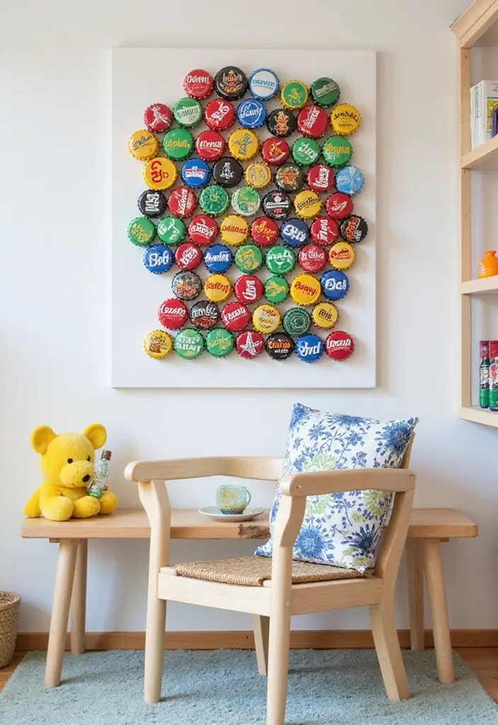 30+ DIY Room Decor Ideas Using Recycled Materials 2 30+ DIY Room Decor Ideas Using Recycled Materials - 2. Bottle Cap Art