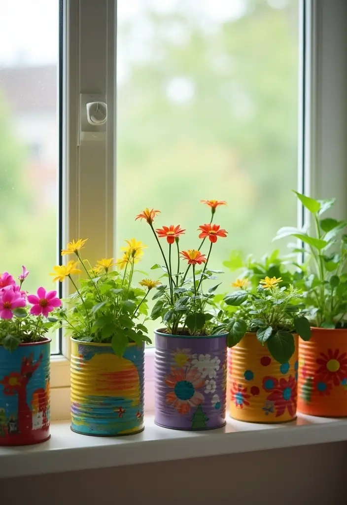30+ DIY Room Decor Ideas Using Recycled Materials 69 30+ DIY Room Decor Ideas Using Recycled Materials - 23. Tins as Planters