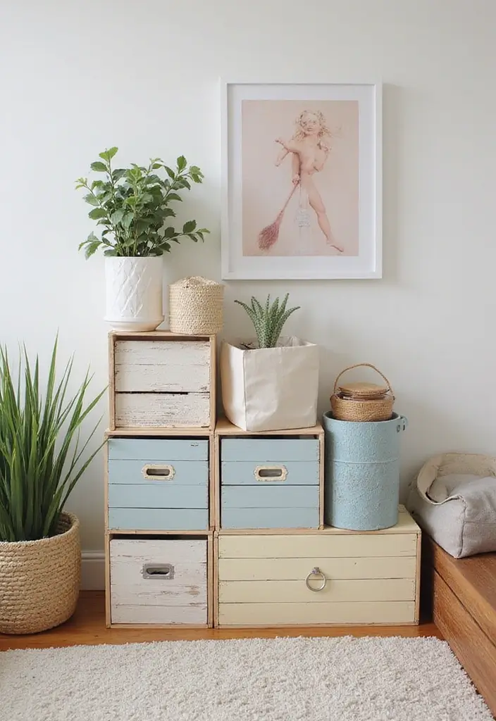 30+ DIY Room Decor Ideas Using Recycled Materials 80 30+ DIY Room Decor Ideas Using Recycled Materials - 26. Recycled Crate Storage