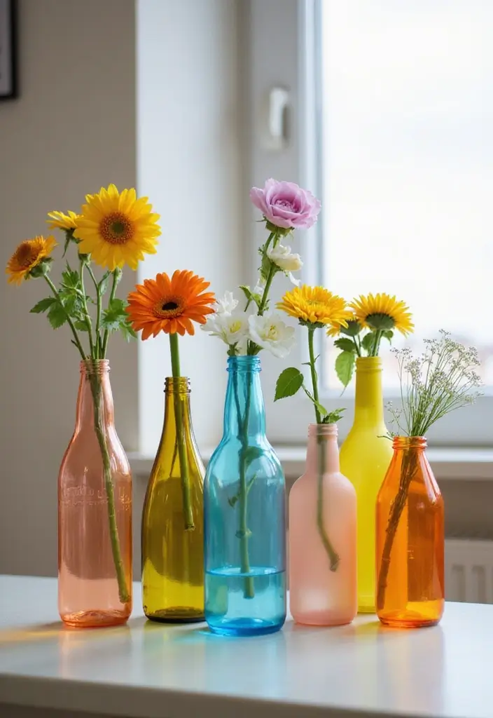 30+ DIY Room Decor Ideas Using Recycled Materials 88 30+ DIY Room Decor Ideas Using Recycled Materials - 28. Recycled Glass Bottle Vases