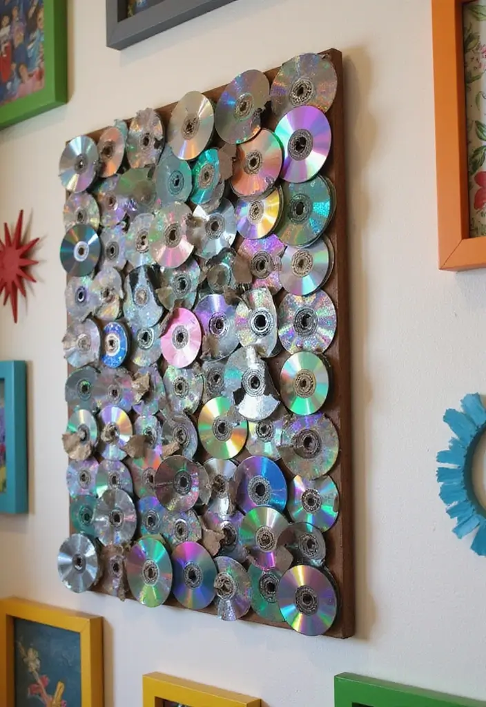 30+ DIY Room Decor Ideas Using Recycled Materials 17 30+ DIY Room Decor Ideas Using Recycled Materials - 9. CD Mosaic Art