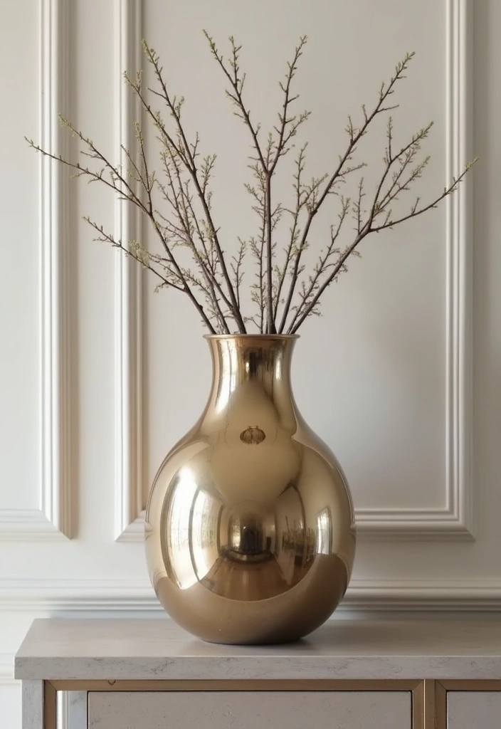 30+ Decorative Glass Vases On Display For Elegant Interiors 32 30+ Decorative Glass Vases On Display For Elegant Interiors - 16. Metallic Finish Vases