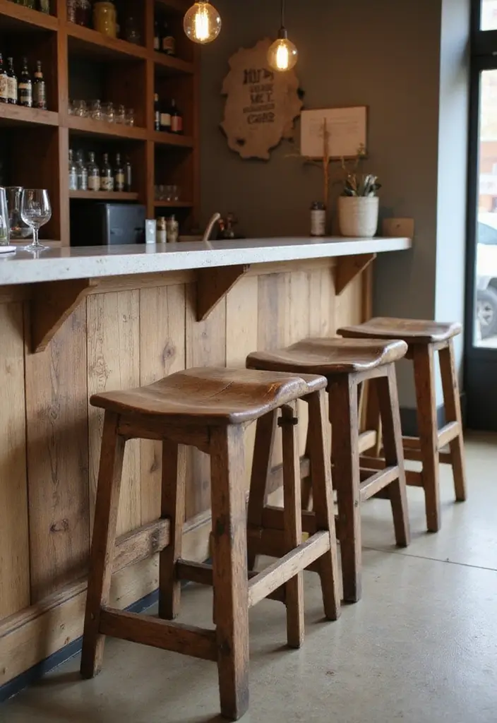 30+ Modern Home Bar Ideas With Rustic And Industrial Touches 36 30+ Modern Home Bar Ideas With Rustic And Industrial Touches - 10. Rustic Bar Stools