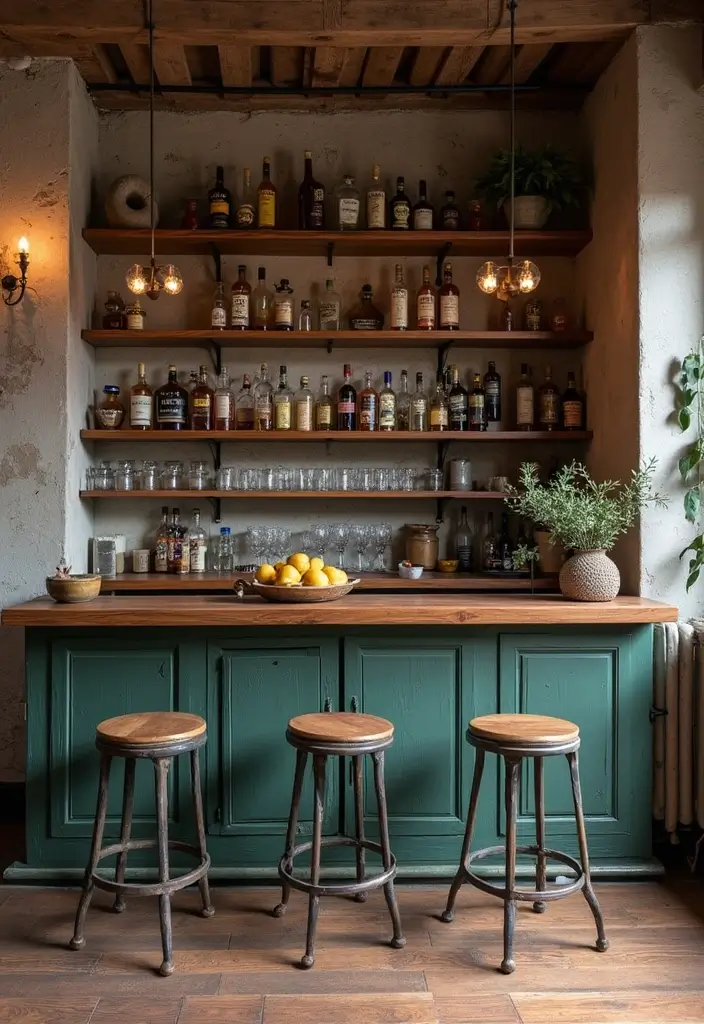 30+ Modern Home Bar Ideas With Rustic And Industrial Touches 49 30+ Modern Home Bar Ideas With Rustic And Industrial Touches - 13. Distressed Finishes