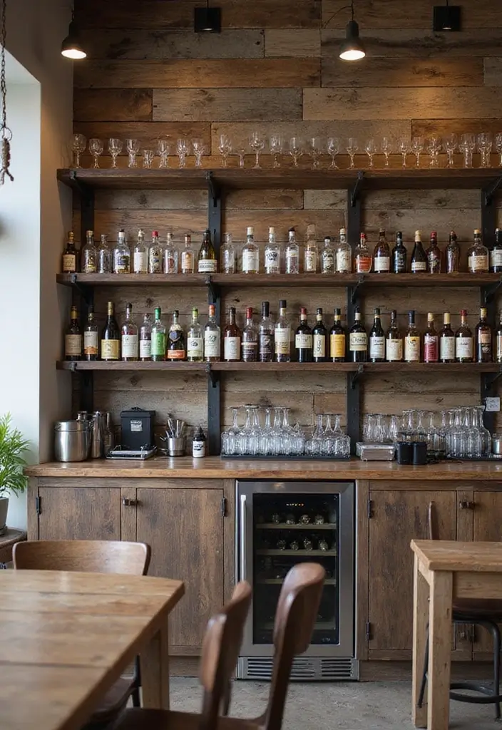 30+ Modern Home Bar Ideas With Rustic And Industrial Touches 68 30+ Modern Home Bar Ideas With Rustic And Industrial Touches - 18. Rustic Bar Back