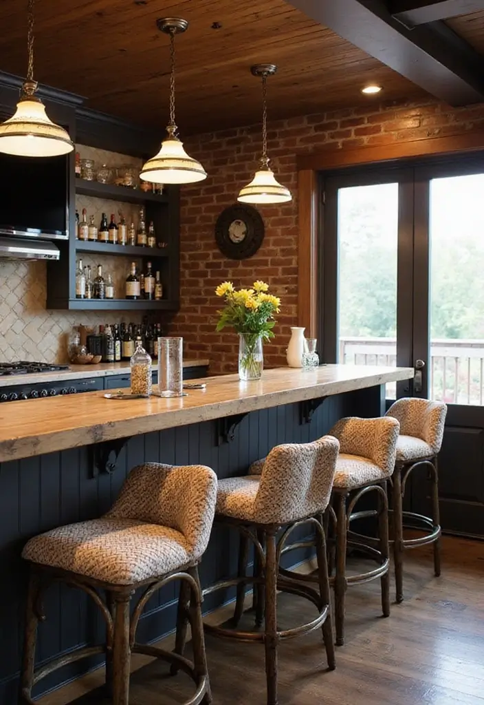 30+ Modern Home Bar Ideas With Rustic And Industrial Touches 69 30+ Modern Home Bar Ideas With Rustic And Industrial Touches - 19. Accent Pillows