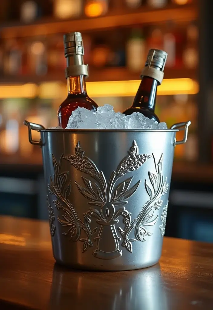 30+ Modern Home Bar Ideas With Rustic And Industrial Touches 116 30+ Modern Home Bar Ideas With Rustic And Industrial Touches - 28. Decorative Ice Buckets