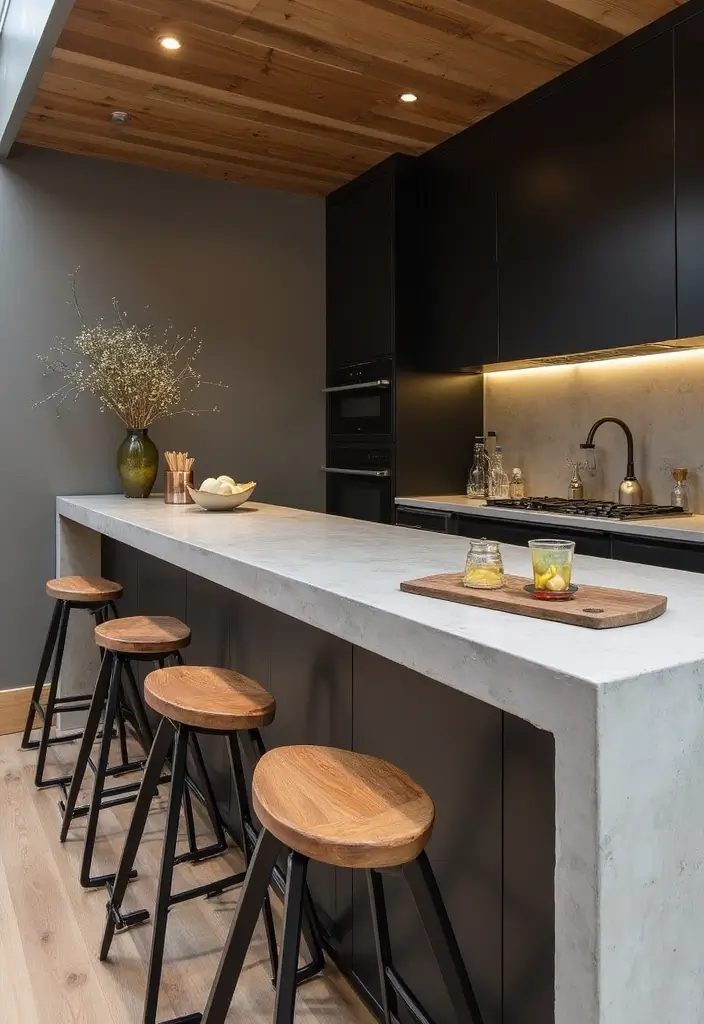 30+ Modern Home Bar Ideas With Rustic And Industrial Touches 3 30+ Modern Home Bar Ideas With Rustic And Industrial Touches - 3. Concrete Countertops