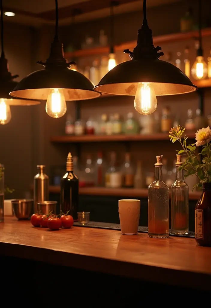30+ Modern Home Bar Ideas With Rustic And Industrial Touches 4 30+ Modern Home Bar Ideas With Rustic And Industrial Touches - 4. Vintage Industrial Lighting