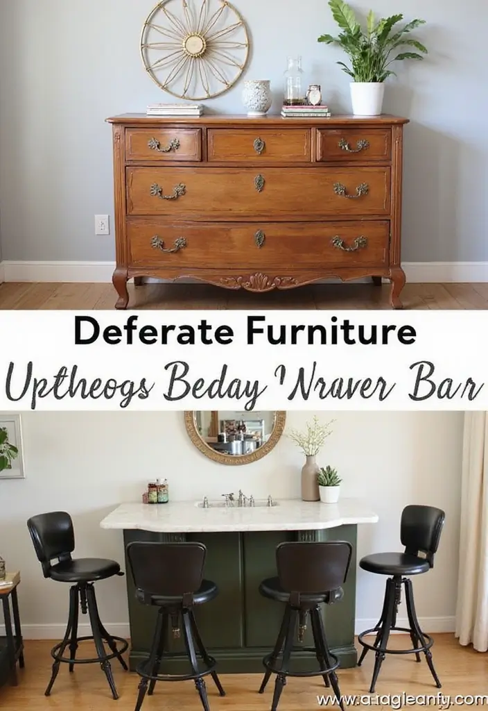 30+ Modern Home Bar Ideas With Rustic And Industrial Touches 11 30+ Modern Home Bar Ideas With Rustic And Industrial Touches - 5. Upcycled Furniture