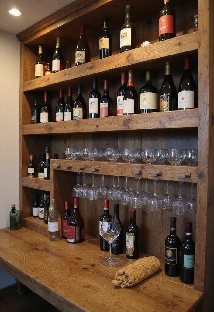 30+ Modern Home Bar Ideas With Rustic And Industrial Touches 18 30+ Modern Home Bar Ideas With Rustic And Industrial Touches - 6. Rustic Wine Rack