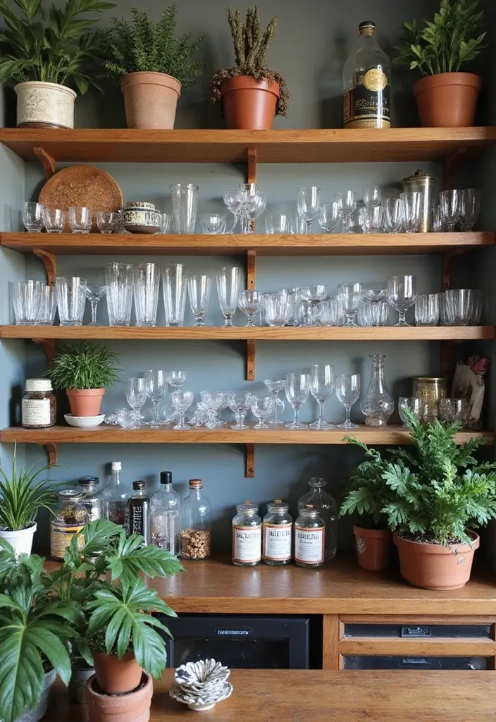 30+ Small Home Bar Decor Ideas That Maximize Space 26 30+ Small Home Bar Decor Ideas That Maximize Space - 10. Vintage Glassware Display
