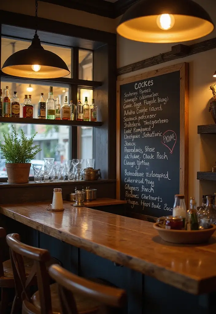 30+ Small Home Bar Decor Ideas That Maximize Space 35 30+ Small Home Bar Decor Ideas That Maximize Space - 13. Chalkboard Menu