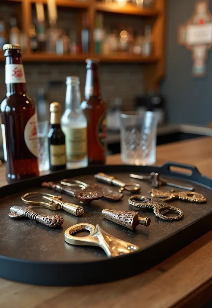 30+ Small Home Bar Decor Ideas That Maximize Space 43 30+ Small Home Bar Decor Ideas That Maximize Space - 17. Unique Bottle Openers
