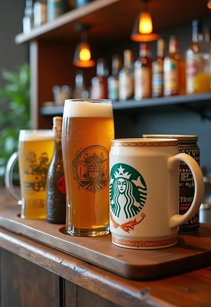 30+ Small Home Bar Decor Ideas That Maximize Space 66 30+ Small Home Bar Decor Ideas That Maximize Space - 26. Themed Drinkware